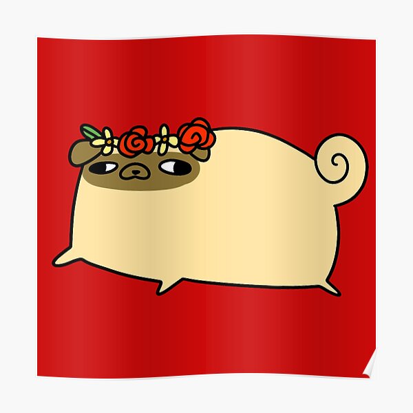 Flower Crown Pug Poster