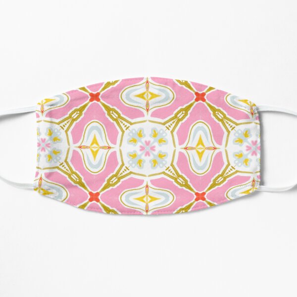 Gold and pink geometric retro Flat Mask