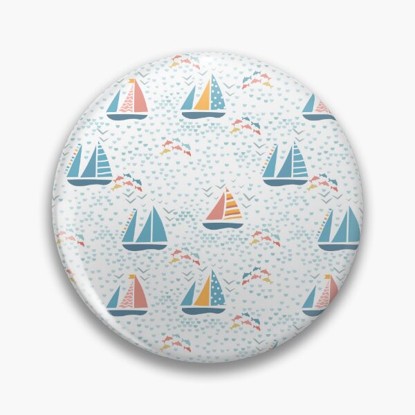 Item preview, Sailing boats and dolphins on sea pattern designed and sold by pocketgraphic.