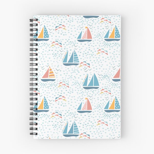 Item preview, Sailing boats and dolphins on sea pattern designed and sold by pocketgraphic.