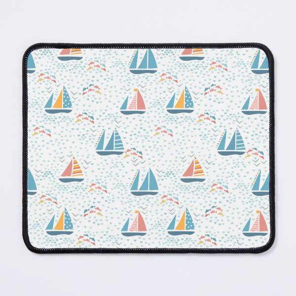 Item preview, Sailing boats and dolphins on sea pattern designed and sold by pocketgraphic.