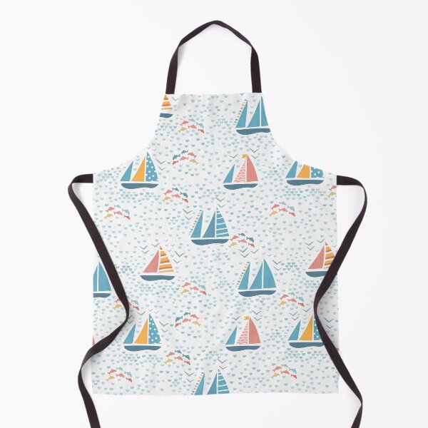 Item preview, Sailing boats and dolphins on sea pattern designed and sold by pocketgraphic.