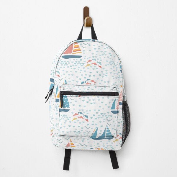 Item preview, Sailing boats and dolphins on sea pattern designed and sold by pocketgraphic.