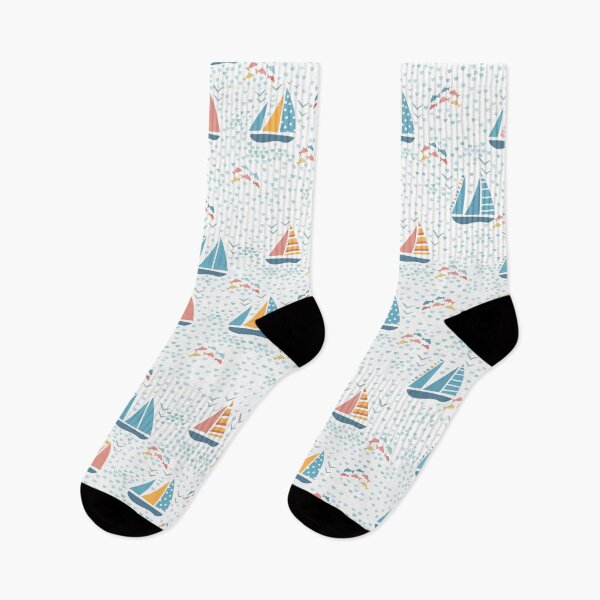 Item preview, Sailing boats and dolphins on sea pattern designed and sold by pocketgraphic.