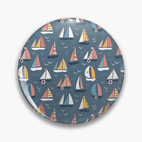 Item preview, Sailing boats and birds on sea pattern designed and sold by pocketgraphic.