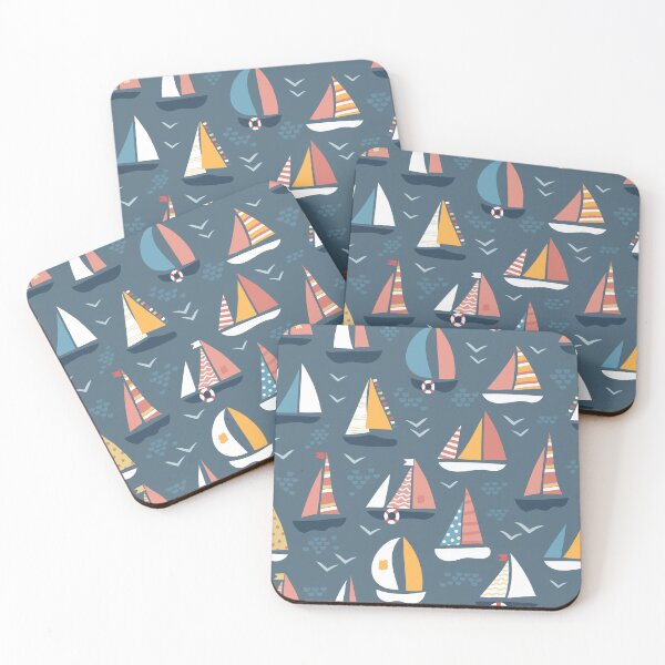 Item preview, Sailing boats and birds on sea pattern designed and sold by pocketgraphic.