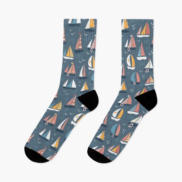 Item preview, Sailing boats and birds on sea pattern designed and sold by pocketgraphic.