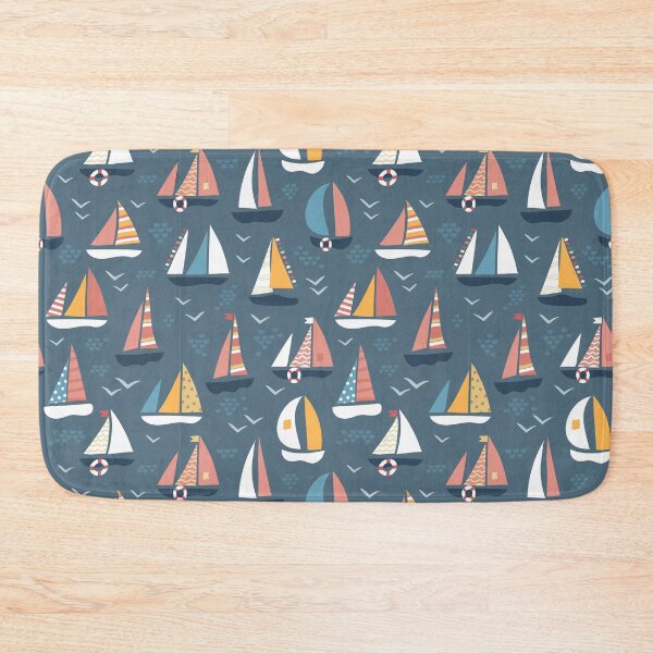 Item preview, Sailing boats and birds on sea pattern designed and sold by pocketgraphic.
