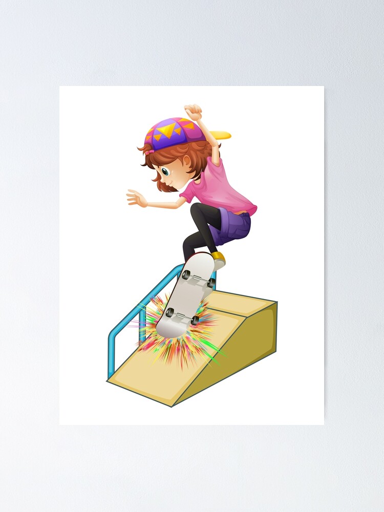 Skateboard Girl Extreme Sports Skate Park Tricks Poster For Sale By Luvvvvvit Redbubble