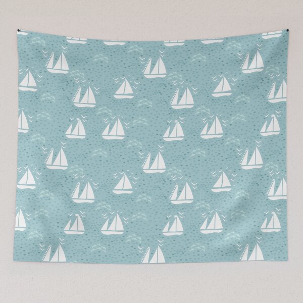 Item preview, Sailing boats and dolphins on sea pattern number2 designed and sold by pocketgraphic.