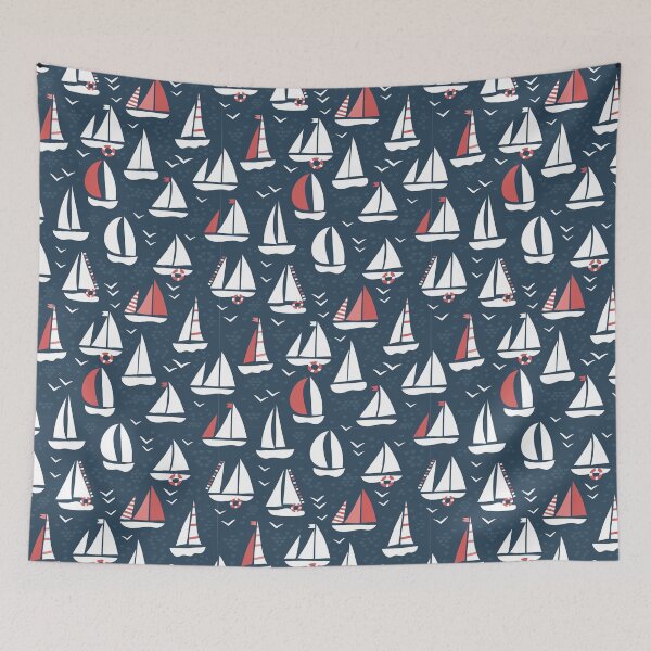 Item preview, Sailing boats and birds on sea pattern number2 designed and sold by pocketgraphic.
