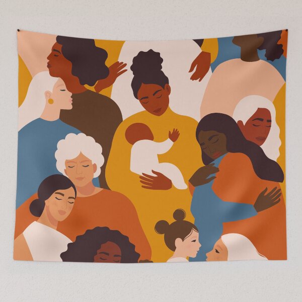 Item preview, Mothers and daughters hugging. Girls are hiding her mom and grandma. designed and sold by AngelinaBambina.