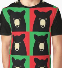 BLACK BEAR ON RED & GREEN Graphic T-Shirt