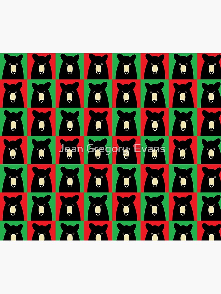 BLACK BEAR ON RED & GREEN by jgevans