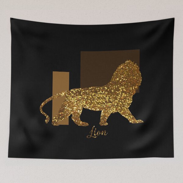 Item preview, Golden Lion Modern composition, gold black brown designed and sold by Glimmersmith.