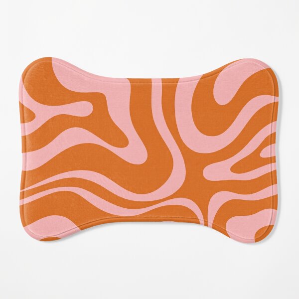 Liquid Swirl Retro Abstract Pattern in Orange and Pink Dog Mat
