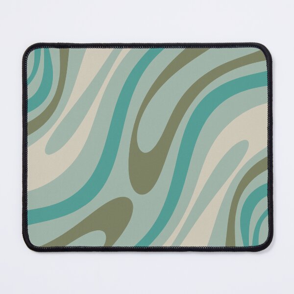 Item preview, Wavy Loops Retro Abstract Pattern in Vintage Olive Celadon Green Teal Blue designed and sold by kierkegaard.