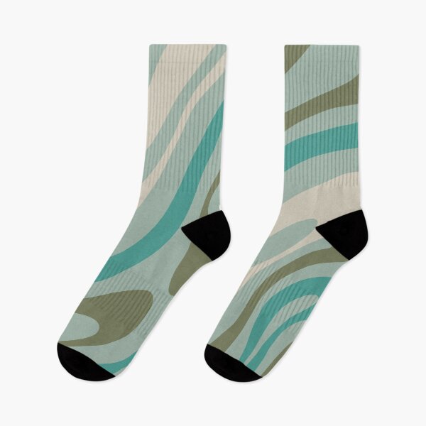 Item preview, Wavy Loops Retro Abstract Pattern in Vintage Olive Celadon Green Teal Blue designed and sold by kierkegaard.