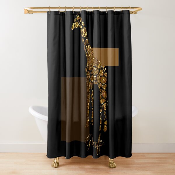 Black Classic Toilet Seat Cover Gold Goddess Print Shower Curtain