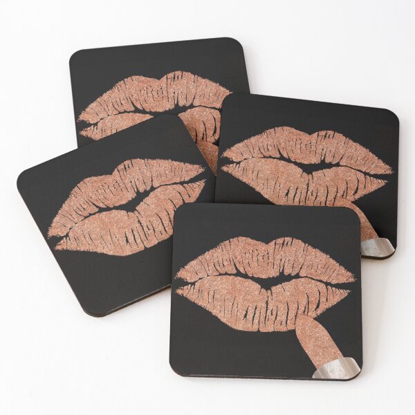 Artikelvorschau, Rosen-Gold Kuss metallische Glitterlippen-Art und Weisekunst entworfen und verkauft von Glimmersmith.