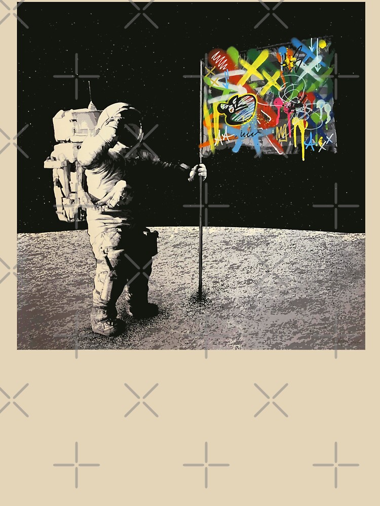 Thumbnail 7 of 7, Oversized T-Shirt, Graffiti Moon Landing Street Art Astronaut designed and sold by Teecha.