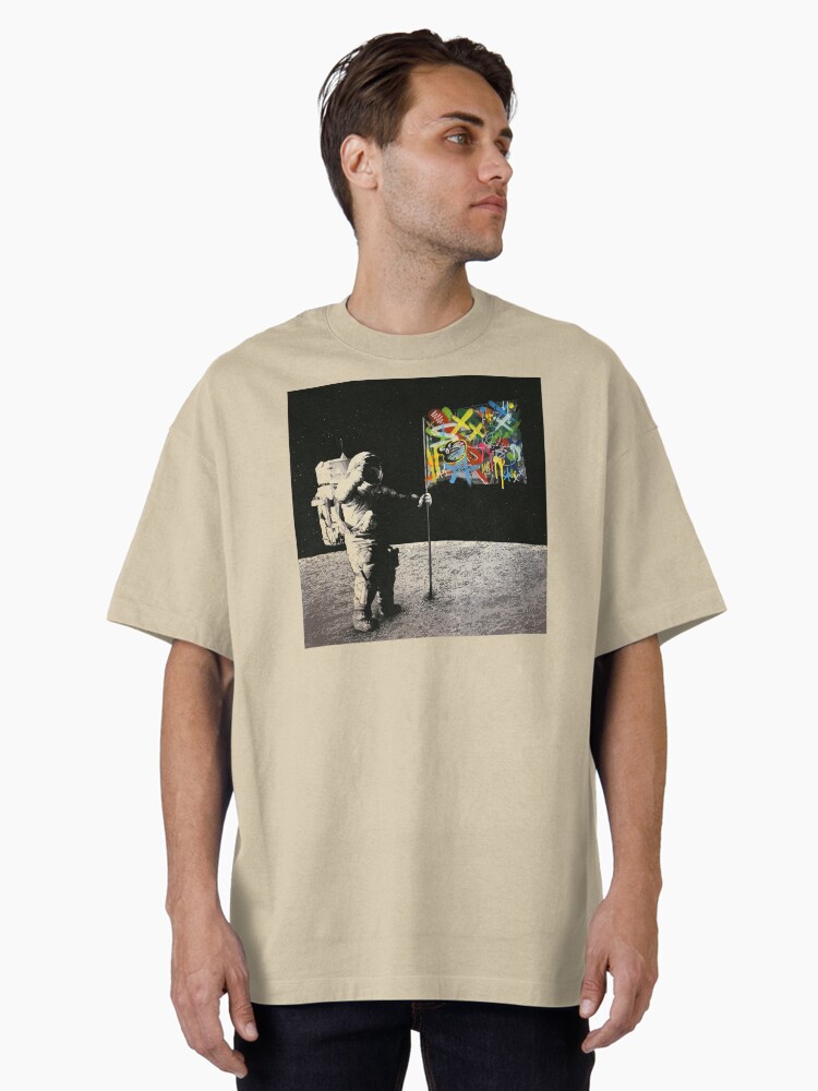 Thumbnail 2 of 7, Oversized T-Shirt, Graffiti Moon Landing Street Art Astronaut designed and sold by Teecha.