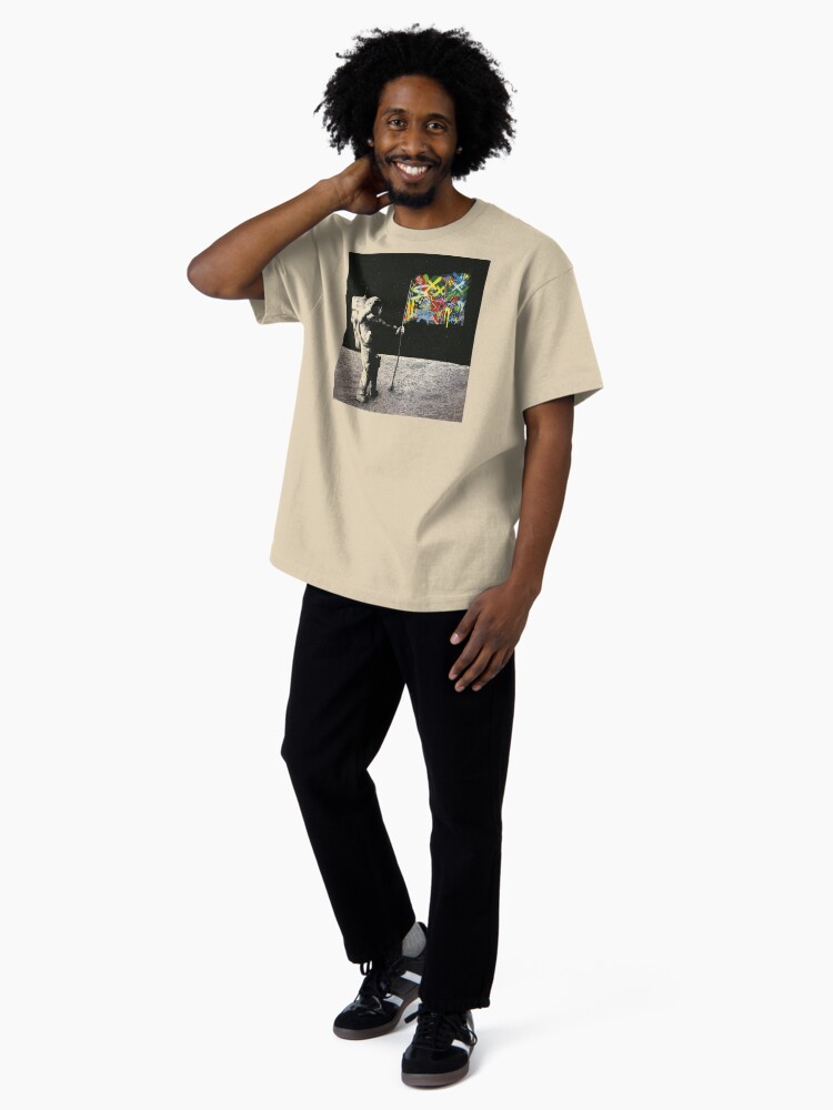 Thumbnail 4 of 7, Oversized T-Shirt, Graffiti Moon Landing Street Art Astronaut designed and sold by Teecha.