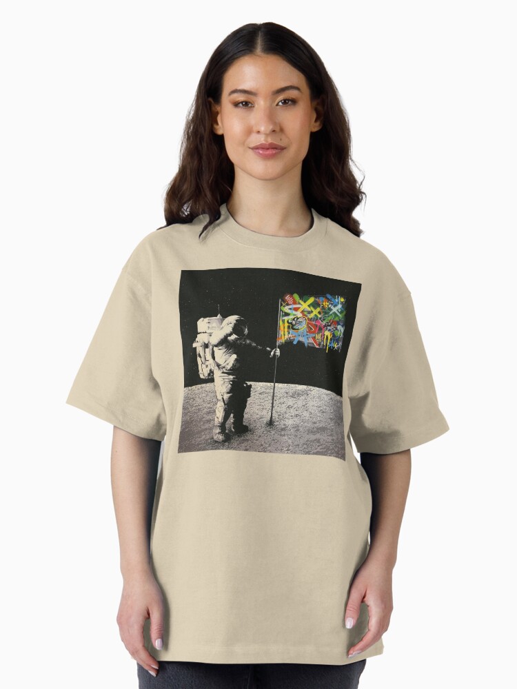 Thumbnail 1 of 7, Oversized T-Shirt, Graffiti Moon Landing Street Art Astronaut designed and sold by Teecha.