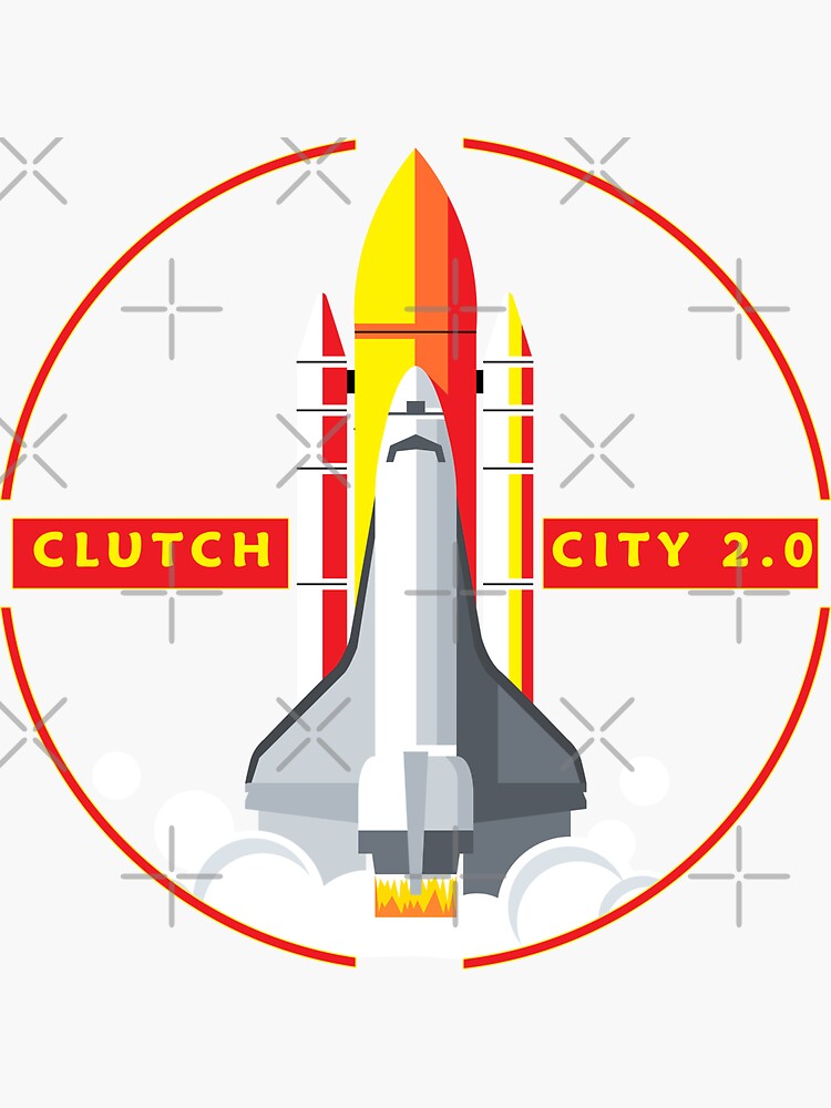 "Rocket Space Shuttle Houston Clutch City 2.0 " Sticker for Sale by