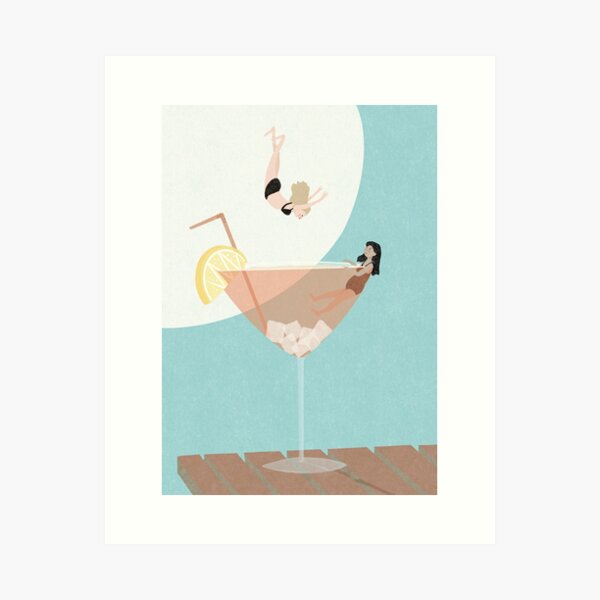 Swimming and cocktails Art Print