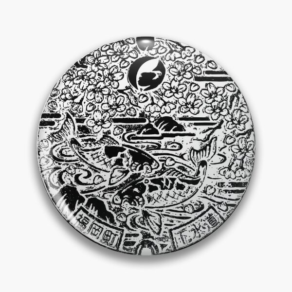Item preview, Fish pond with cherry blossom on manhole in Japan designed and sold by mattraski.