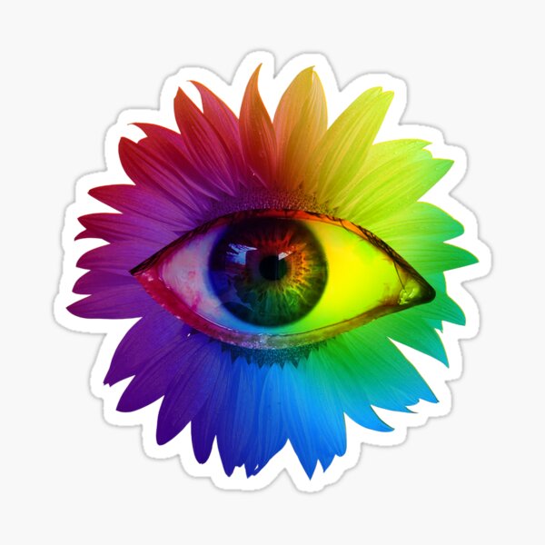Glitch Dreamcore Weirdcore Aesthetics Rainbow Eyes Sticker By Ghost Redbubble