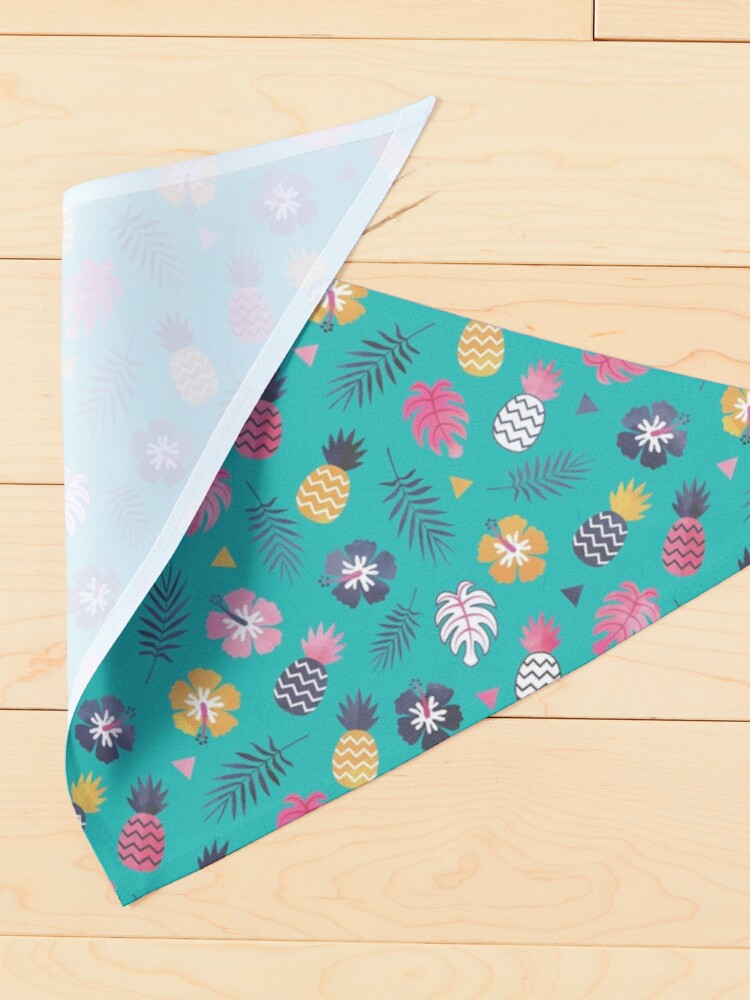Alternate view of Forever Summer Tropical Pattern on Mint Green Pet Bandana