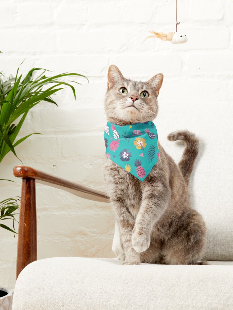 Alternate view of Forever Summer Tropical Pattern on Mint Green Pet Bandana