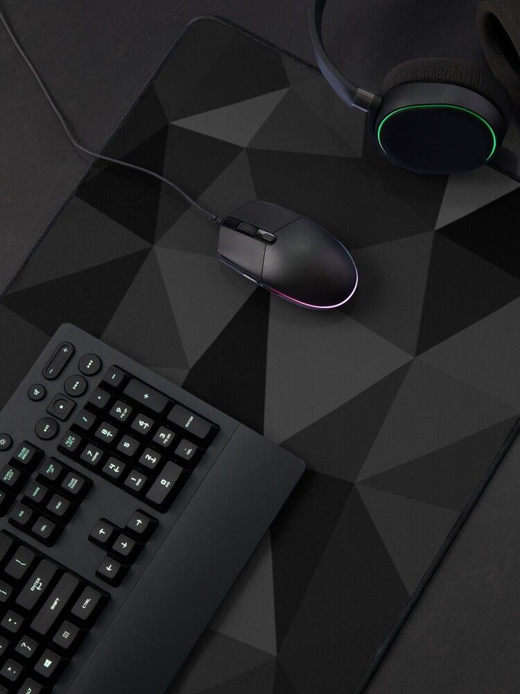 Alternate view of Dark grey and black geometric mesh pattern Mouse Pad