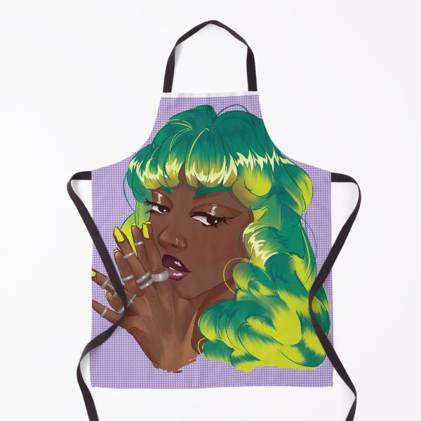Item preview, black illustrative girl with green yellow ombre hair glossy lips designed and sold by gi-gianna.