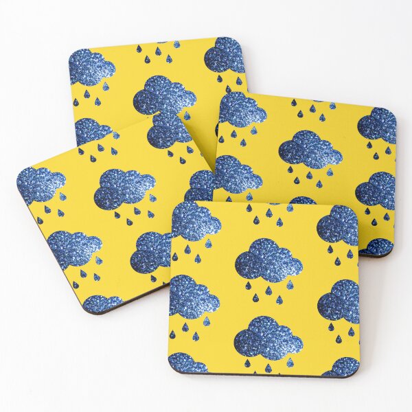 Item preview, Dark blue faux glitter sparkles rain cloud on bright yellow (Photo of Glitter - Not Reflective)  designed and sold by PLdesign.