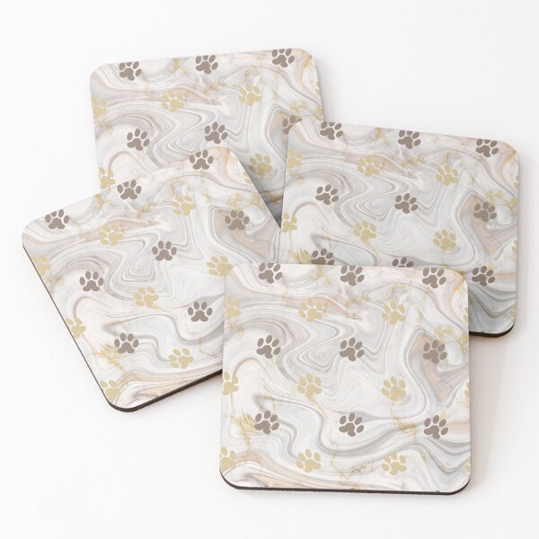 Item preview, beige and gold cat dog paw print pattern designed and sold by Beeroclock.