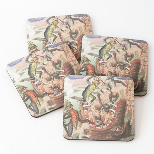 Item preview, Demons dragging people to hell through the Hellmouth medieval art designed and sold by Vintage Designs +.