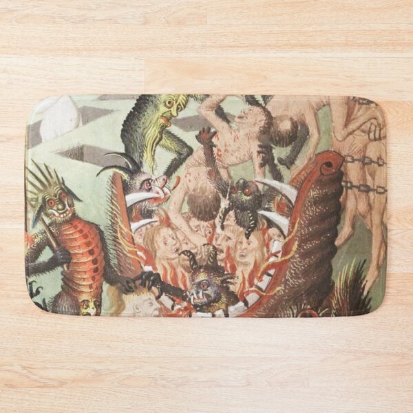 Item preview, Demons dragging people to hell through the Hellmouth medieval art designed and sold by Vintage Designs +.
