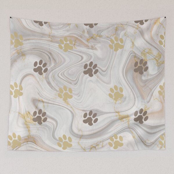 Item preview, beige and gold cat dog paw print pattern designed and sold by Beeroclock.