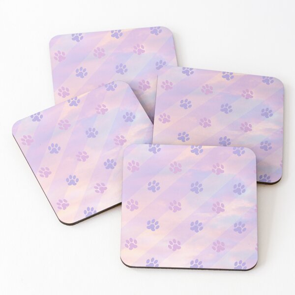 Item preview, pastel purple striped cat and dog paw print  designed and sold by Beeroclock.