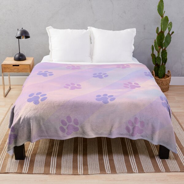 Item preview, pastel purple striped cat and dog paw print  designed and sold by Beeroclock.