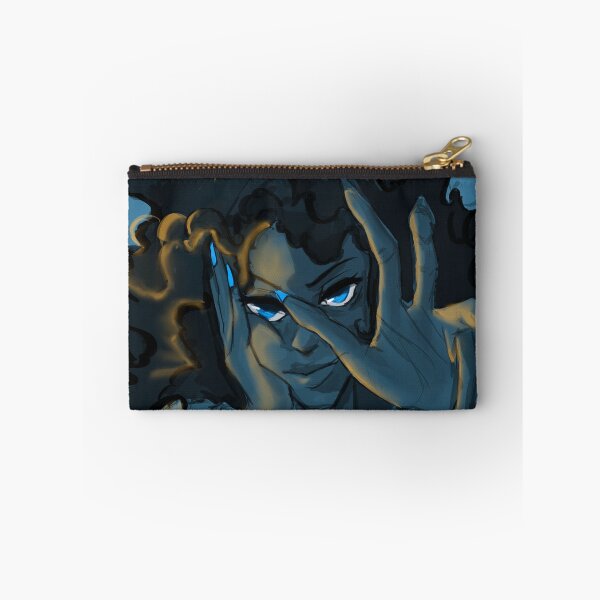 Item preview, black girl with fluffy afro hair blue themed designed and sold by gi-gianna.