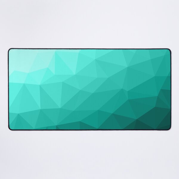 Aqua Turquoise Gradient Geometric Mesh Pattern Desk Mat