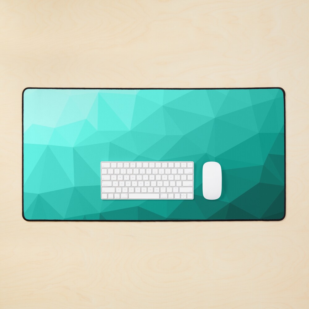 Aqua Turquoise Gradient Geometric Mesh Pattern Mouse Pad