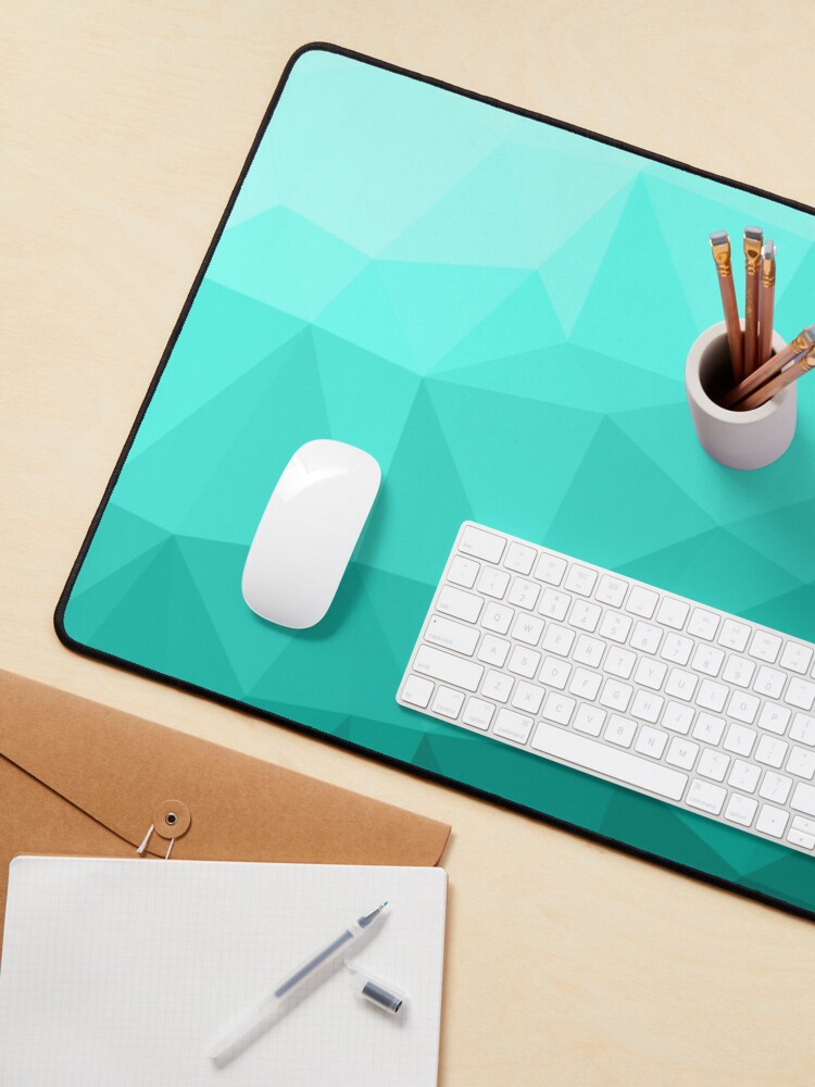 Alternate view of Aqua Turquoise Gradient Geometric Mesh Pattern Mouse Pad