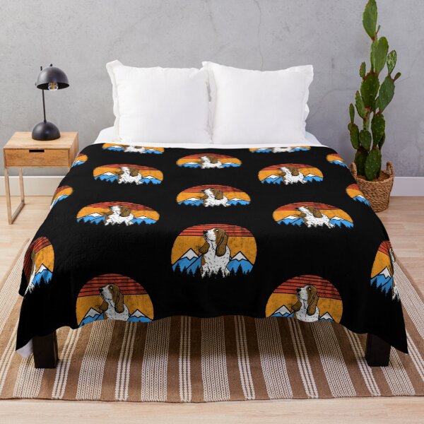Item preview, Vintage Basset Hound Sunset Mountains Forest Retro Distressed Gift designed and sold by Guarddogdrive.