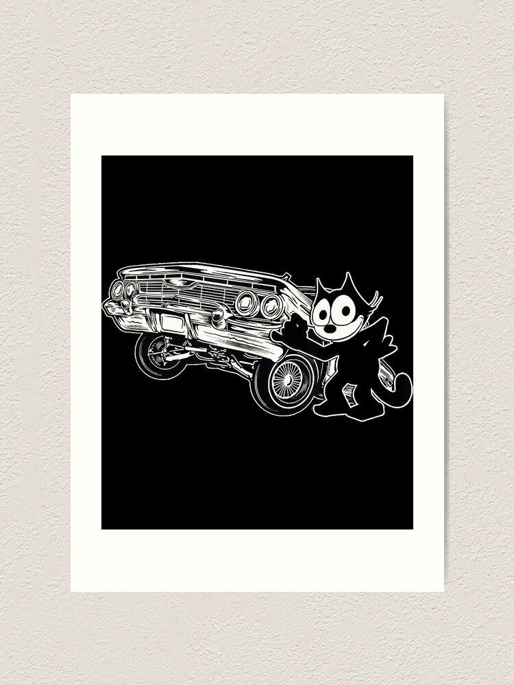 "Felix Cat Cartoon Lowrider Hydraulic Bounce Tilt Car Club" Art Print