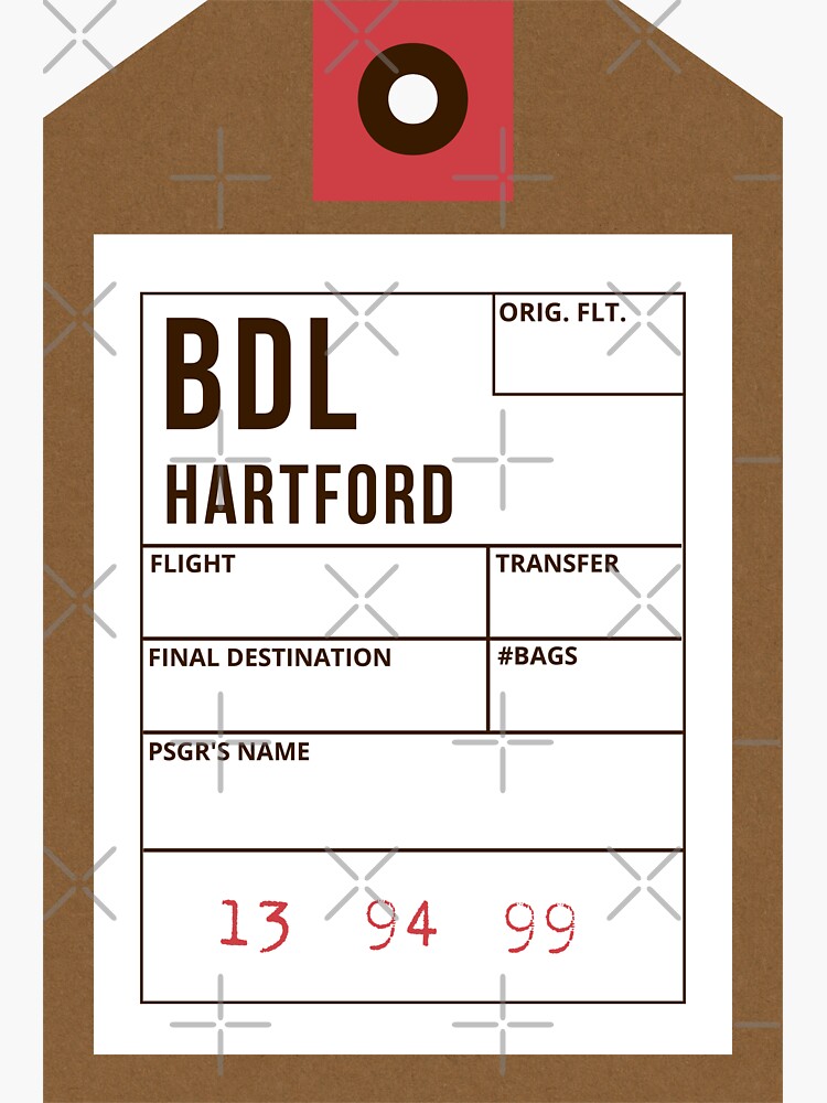 "BDL, Hartford Airport Code IATA, USA " Sticker by Redbubble
